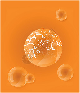 用泡泡来做矢量插图叶子绘画墙纸艺术漩涡橙色背景图片