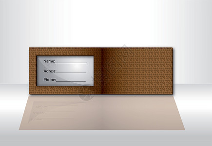 棕色钱包购物反射地址创造力记事本皮夹金融插图背景图片