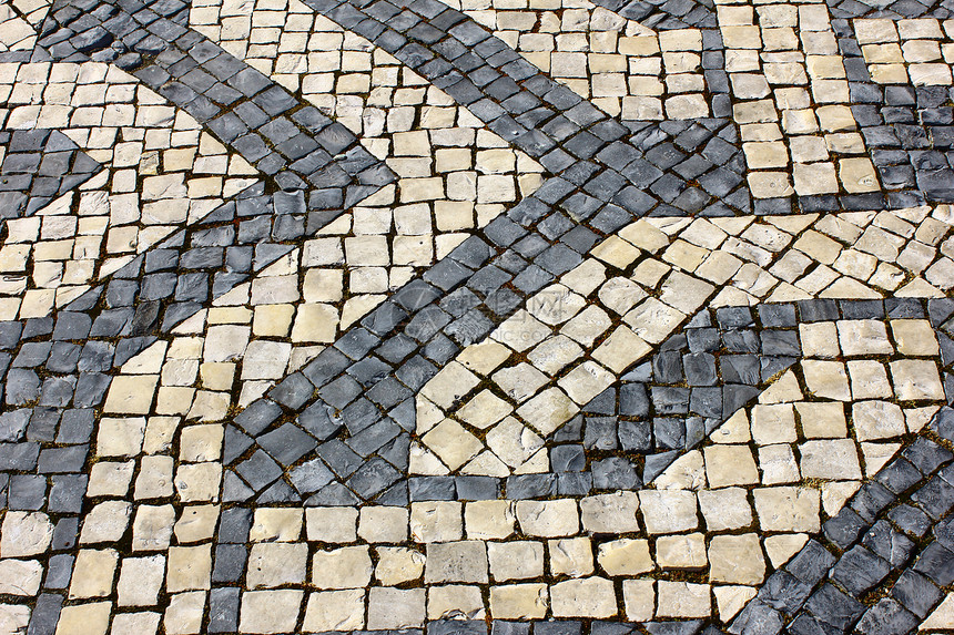 卡拉卡达波图古萨 葡萄牙石头黑色海浪地面正方形白色波动灰色鹅卵石路面图片