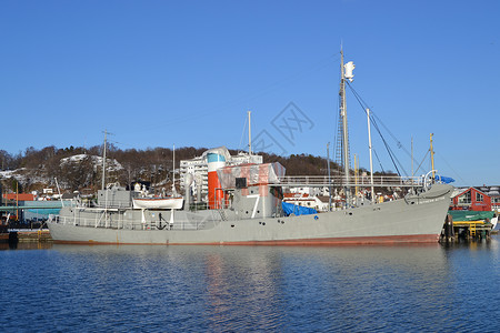 Sandefjord的博物馆捕鲸船索瑟恩演员宪章鱼叉背景图片