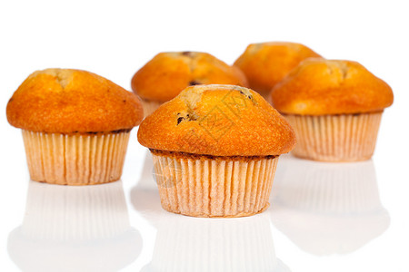 松饼 孤立在白色背景棕色团体小吃庆典蜂蜜早餐美食育肥诱惑奢华背景图片