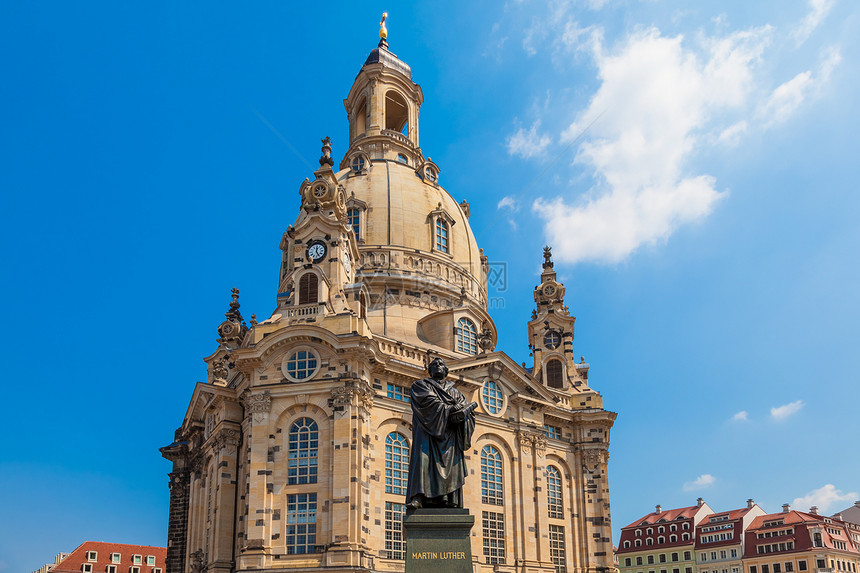 德国德累斯顿教会风格新市场蓝色新教晴天遗产纪念碑历史性天空图片