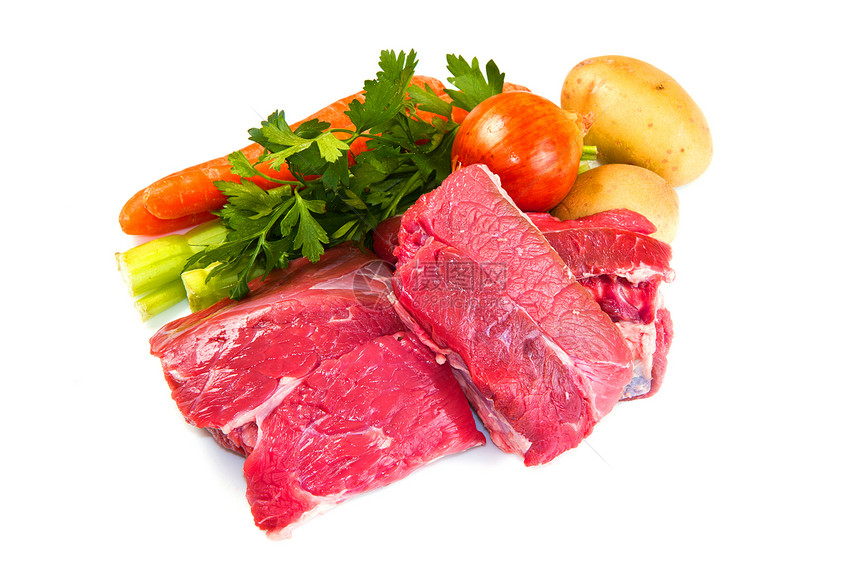 用新鲜的蔬菜煮肉萝卜屠夫肌肉食物土豆芹菜牛肉白色香菜营养图片