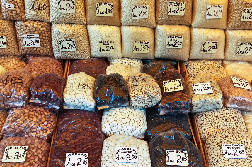 小麦 坚果和豆类白色玻璃种子桌子价格芝麻织物食物标签棕色图片
