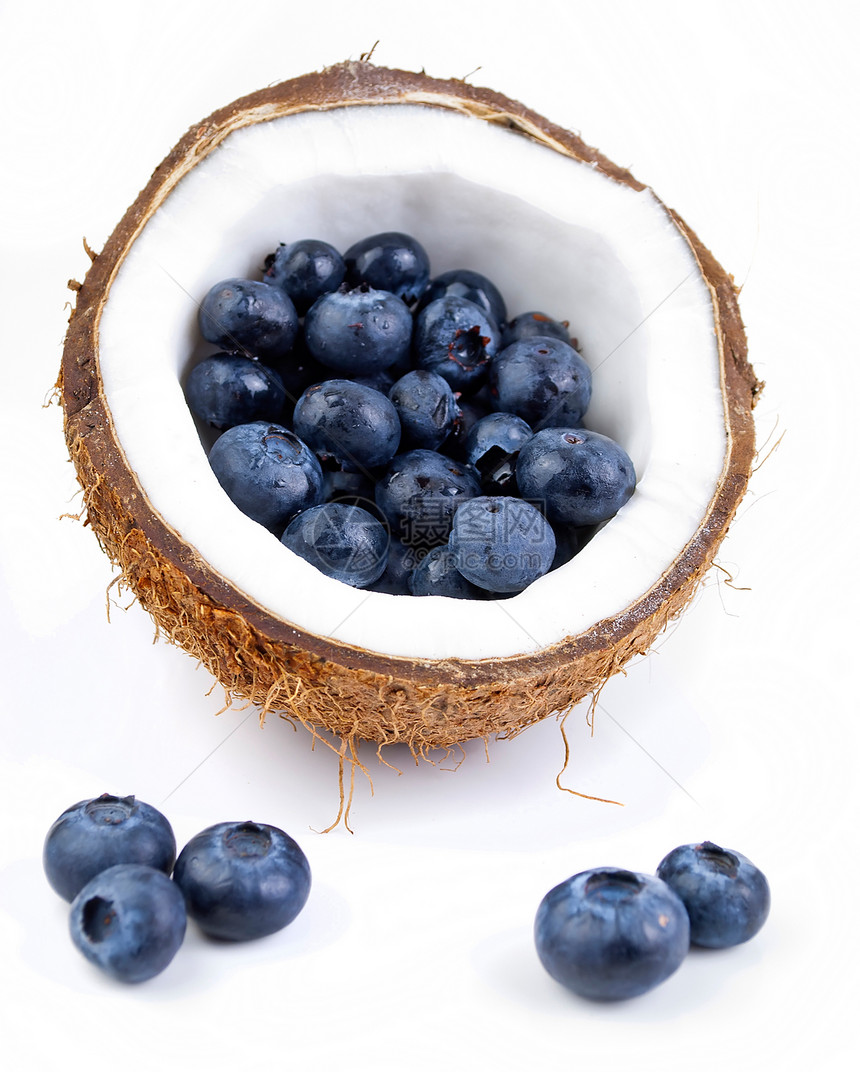 蓝莓和椰子营养小吃食物饮食养分宏观团体水果甜点浆果图片
