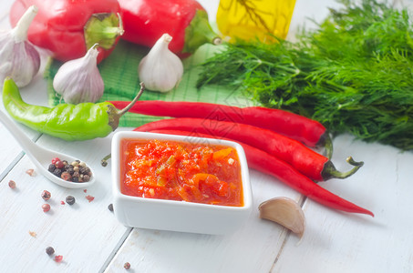 绝地逢生番茄和辣椒新鲜酱香味美食食物植物烹饪香气蔬菜团体玻璃香料背景