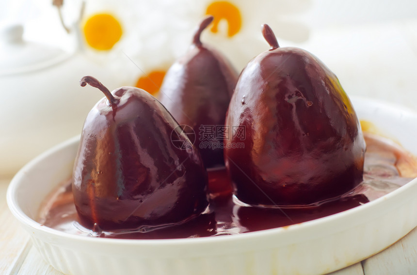 豆梨加巧克力 甜食食物奶油美食创造力焦糖棕色水果食谱零食桌子图片