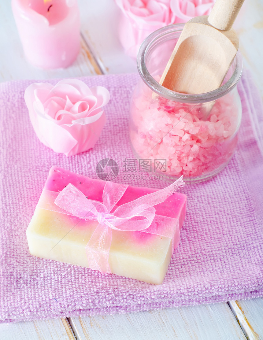 芳香盐和肥皂风格洗澡身体矿物奢华装饰温泉香气淋浴手工图片