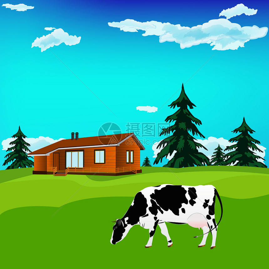 阿尔卑斯山绿草地上的奶牛图片