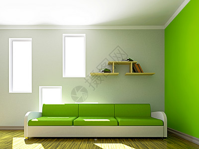 绿色沙发和起居室高清图片