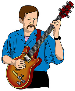 吉他指板吉他员蓝调流行音乐岩石插图指板艺术家演员男性旋律吉他手插画