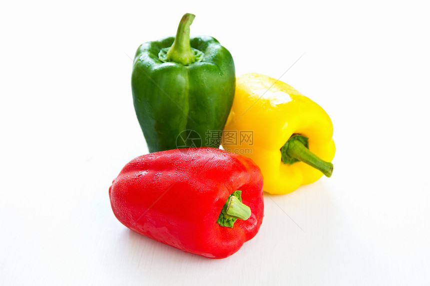 贝尔胡椒或甜辣椒健康营养饮食食物烹饪绿色矿物蔬菜红色黄色图片