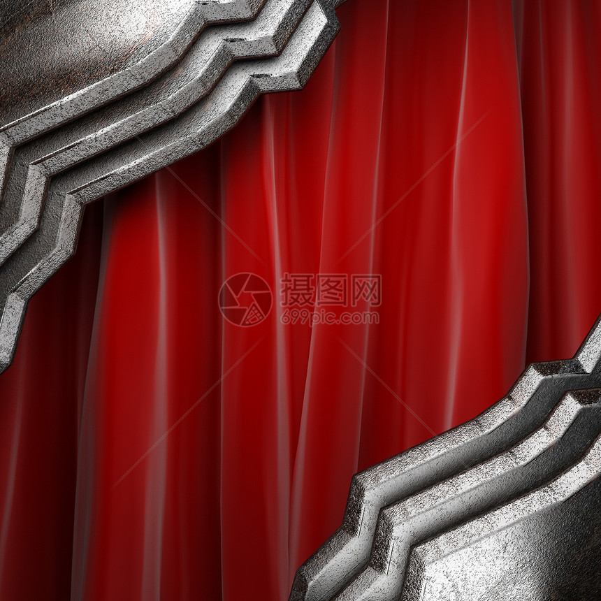 红色窗帘上的金属框架马戏团宣传歌剧合金展示推介会盘子展览奖项图片