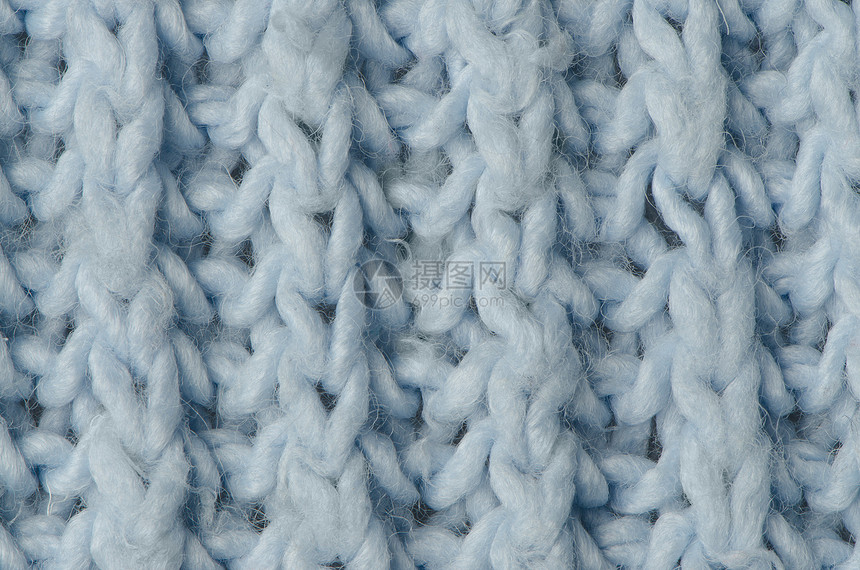 蓝编织羊毛针织品纺织品床单手工蓝色宏观衣服小地毯针织制造业图片