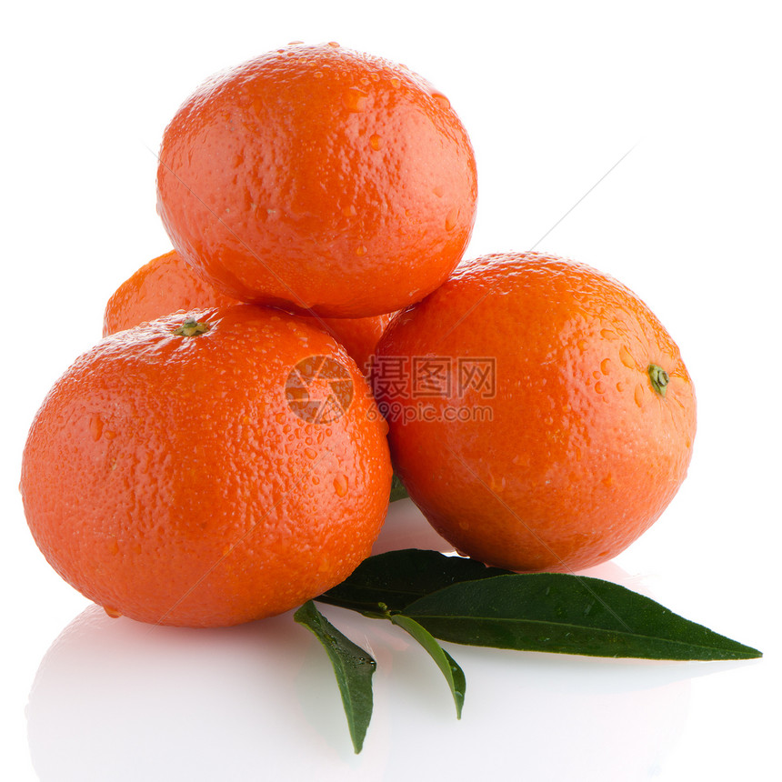 柠檬或普通话叶子团体甜点水果热带橙子宏观工作室果汁茶点图片