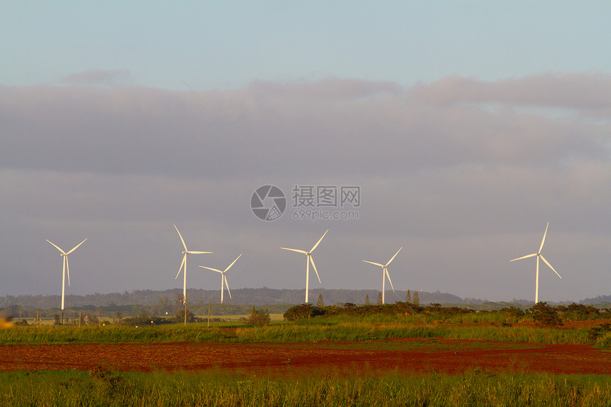 Kawailoa风力农场夏威夷涡轮发电机空气公用事业力量涡轮机电厂风车绿色环境图片