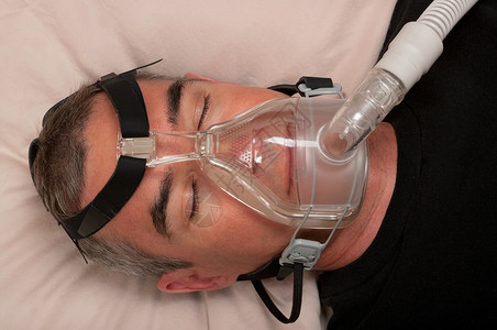 阻塞性睡眠呼吸暂停睡眠Apnea和CPAP药品男人保健呼吸机疾病卫生医疗愈合鼻子男性背景