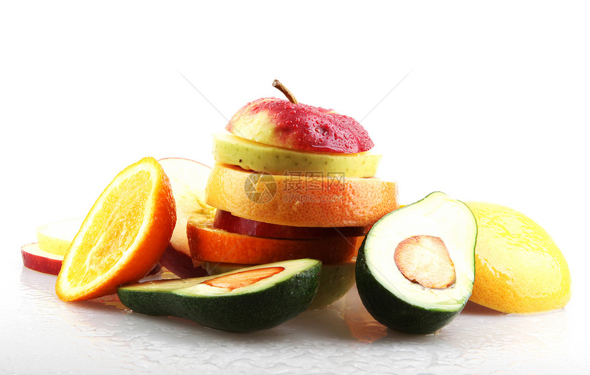 异国水果的品种组合柠檬香蕉收成食物情调季节绿色浆果奇异果橙子图片