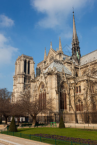 法兰西岛圣母大教堂 巴黎 法国伊尔德法 法国历史性旅行建筑学拱门历史城市宗教建筑旅游照明背景