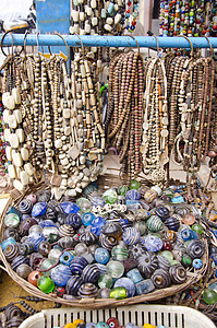 珠宝市场印度阿西亚集市的古老珠宝首饰和项链背景