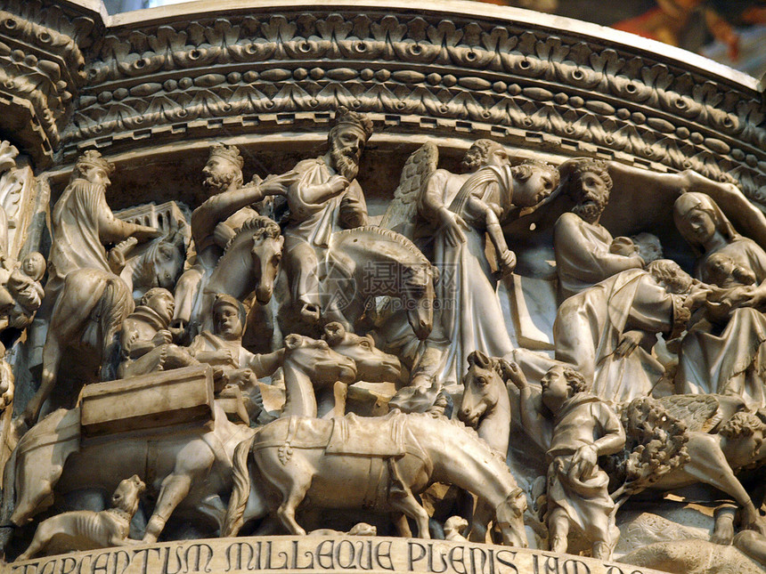皮萨Pisa杜奥莫内地广场奇迹讲坛大理石宽慰中殿雕塑大教堂马赛克传奇图片