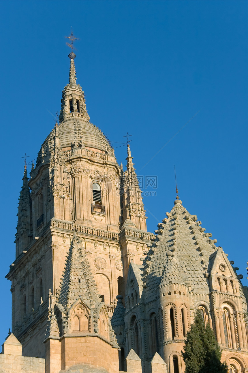 西班牙萨拉曼卡 卡斯蒂利亚和里昂的萨拉曼卡大教堂宗教历史性历史钟声钟楼旅游建筑旅行晴天城市图片