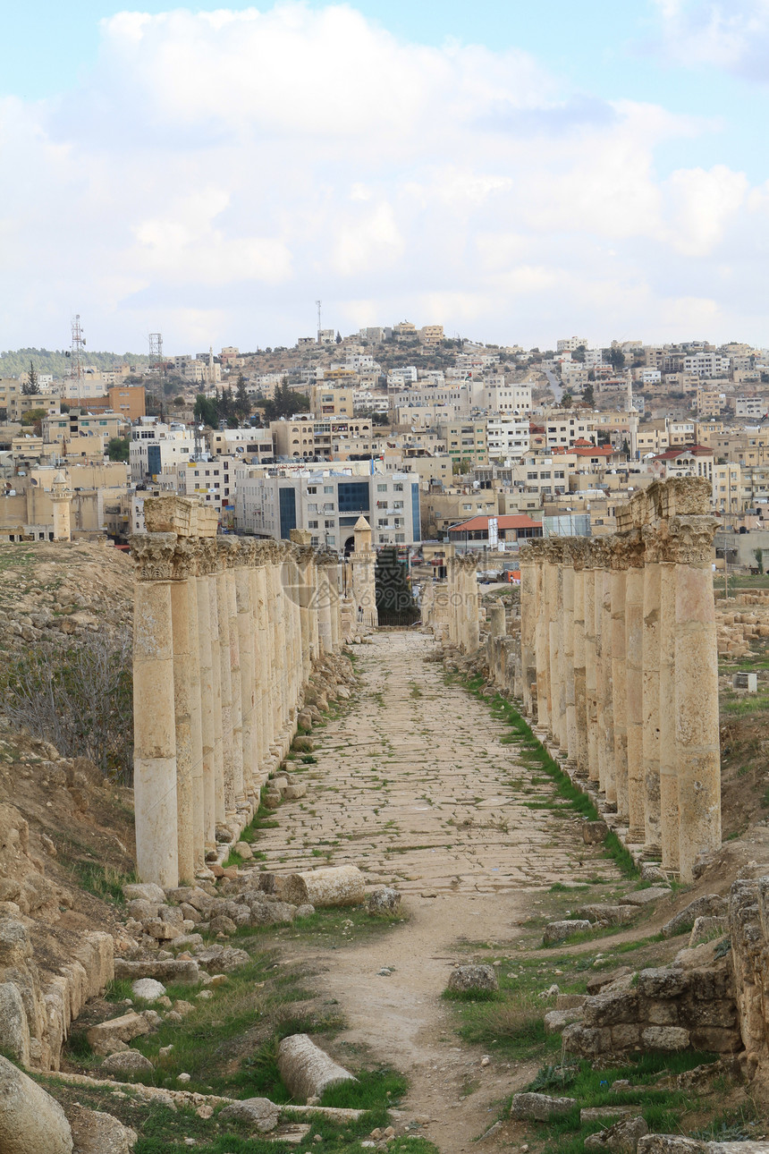 约旦 Jarash废墟沙漠旅行文明首都帝国纪念碑入口建筑学历史图片
