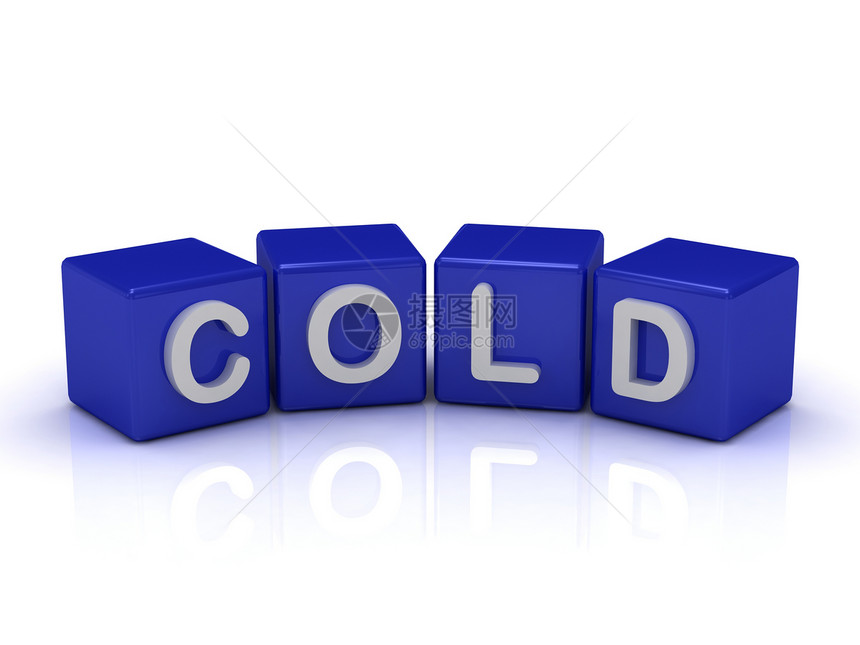 蓝色立方体的COLD 字词图片