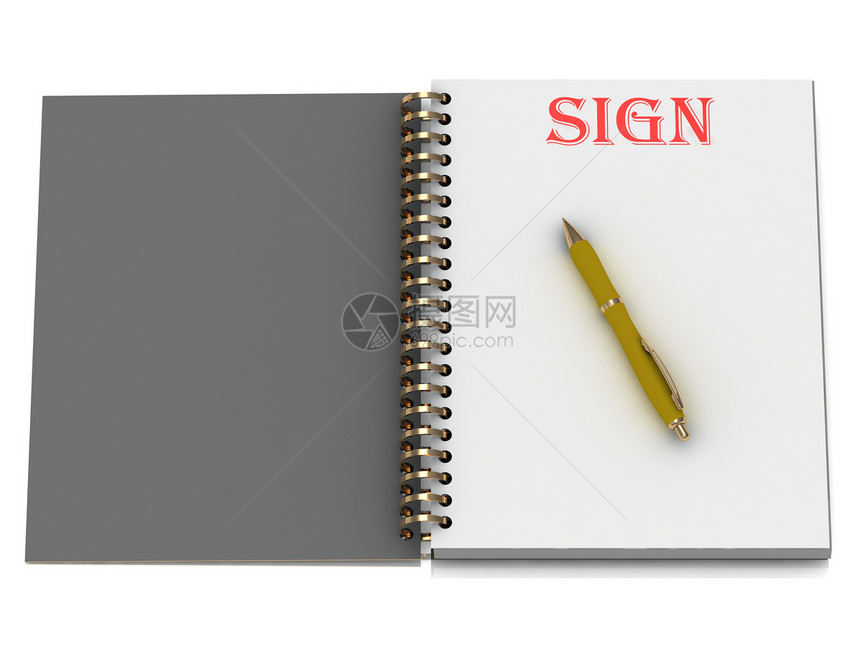 笔记本页上的签名单词图片