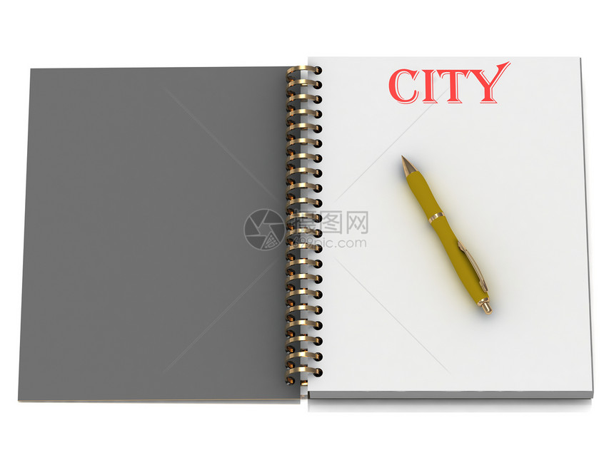 笔记本页上的城市字词图片
