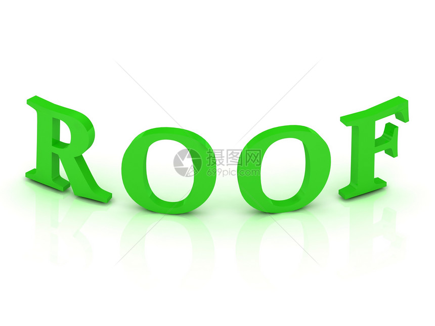 带有绿色字母的ROOF 符号图片