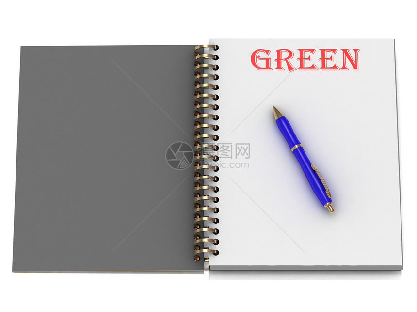 笔记本页上的绿色字词图片