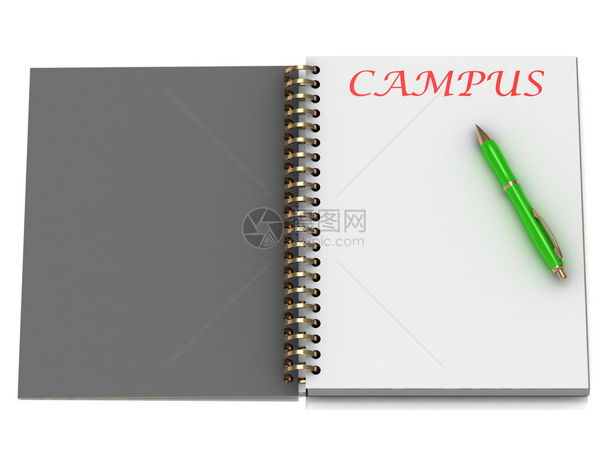 笔记本页上的 CAMPUS 单词图片