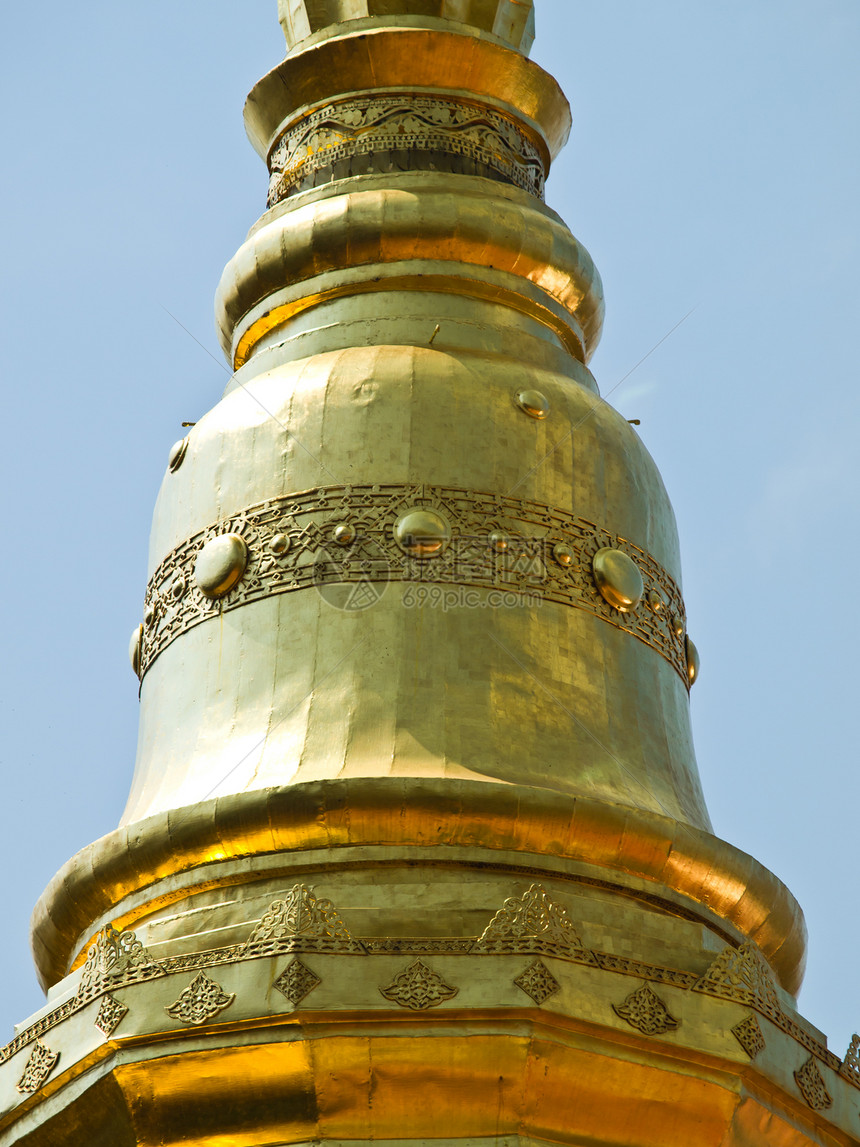 特写金塔的密闭 在千济的寺庙图片