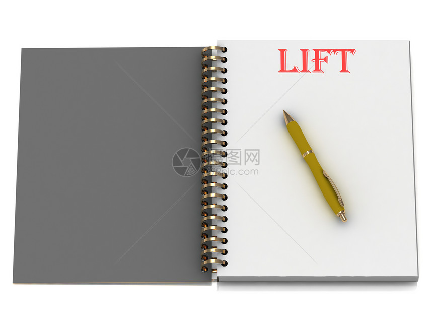 笔记本页上的LIFT单词图片