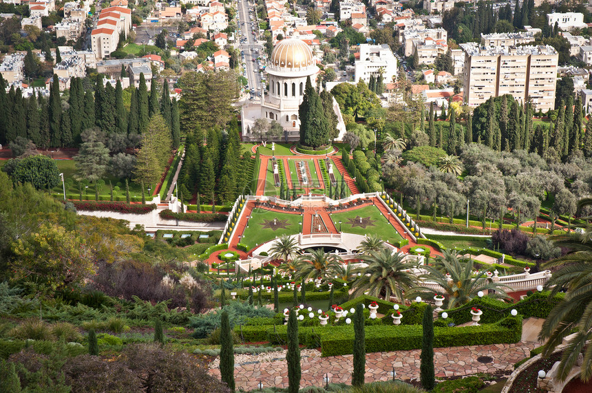 以色列海法巴哈花园纪念碑上帝旅游假期爬坡寺庙建筑花园升华建筑学图片