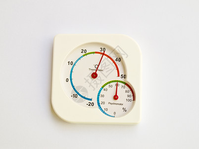气象仪器白底隔离的温度计和心理摩擦器摄氏度仪表仪器气候投掷测量环境房间预报气象背景