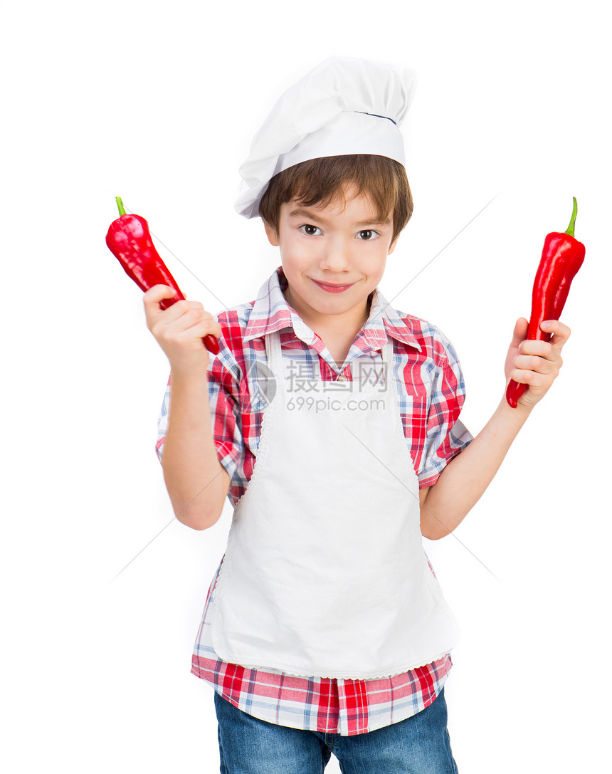 带胡椒的男孩帽子乐趣营养孩子厨房蔬菜金发快乐饮食婴儿图片