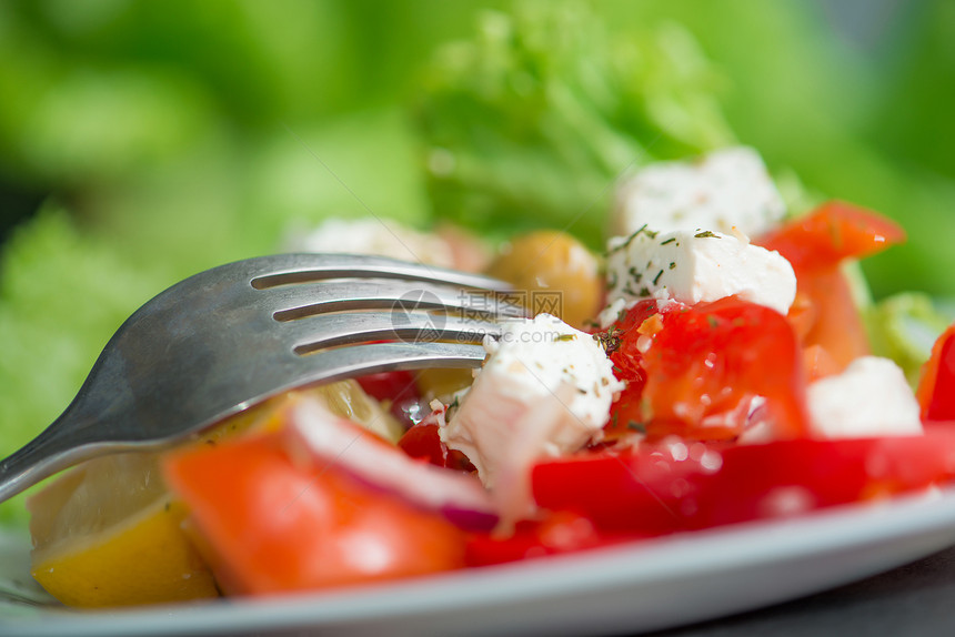 希腊沙拉蔬菜洋葱胡椒黄瓜早餐饮食美食叶子午餐食物图片
