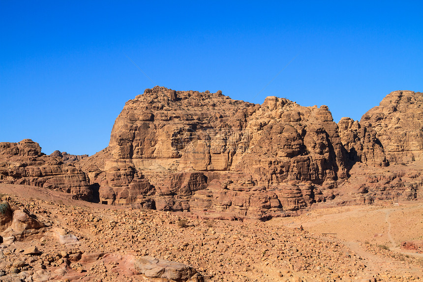 约旦佩特拉的景观沙漠雕刻文化历史性金库宝藏历史遗产岩石石头图片