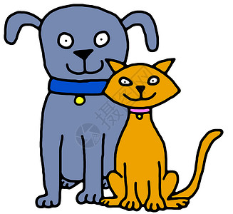 宠物插图猫和狗棕色插图卡通片宠物动物橙子小狗衣领胡须漫画背景