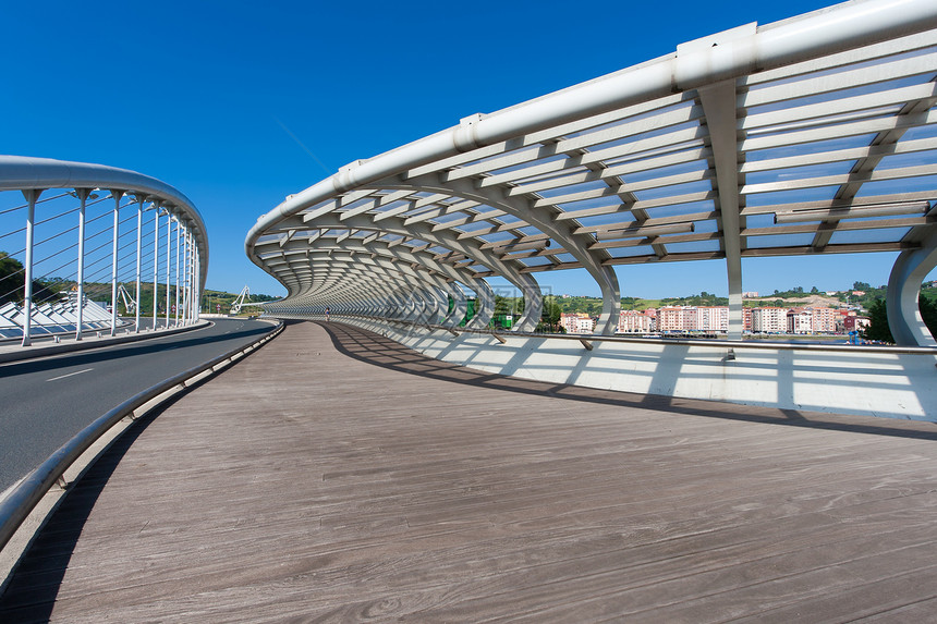 Kaiku桥 Barakaldo Bizkaia 巴斯克国家 西班牙建筑地区旅行晴天旅游金属城市城市规划图片