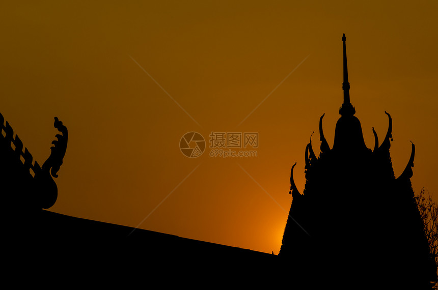 寺庙月光太阳阴影黑色佛教徒观点建筑宝塔季节天空插图图片