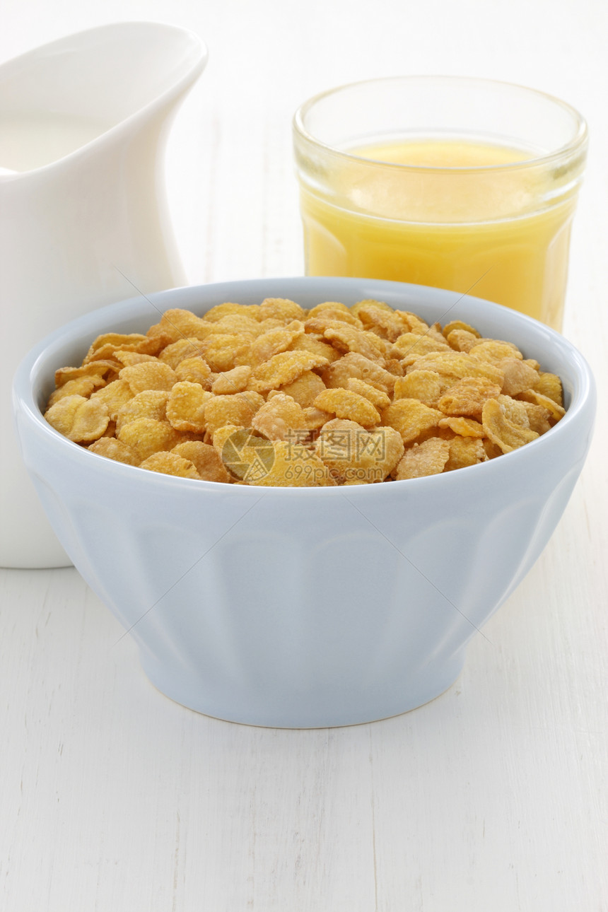 美味的玉米片早餐勺子产品橙汁薄片谷物纤维营养食物奶制品玉米图片
