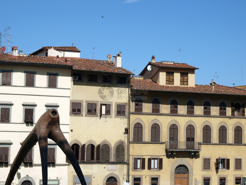 意大利托斯卡纳州佛罗伦萨皮蒂广场城市建筑物艺术拱廊雕塑正方形建筑学街道图片