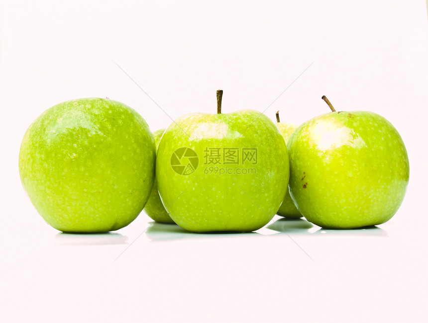 白色背景上孤立的绿苹果植物食物饮食营养绿色水果团体图片
