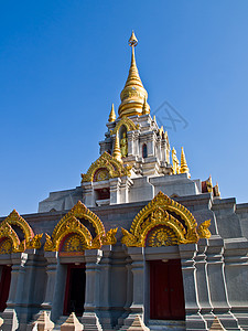 美斯乐山泰国当代塔塔建筑寺庙天空地标文化金色情调旅行佛教徒宗教背景