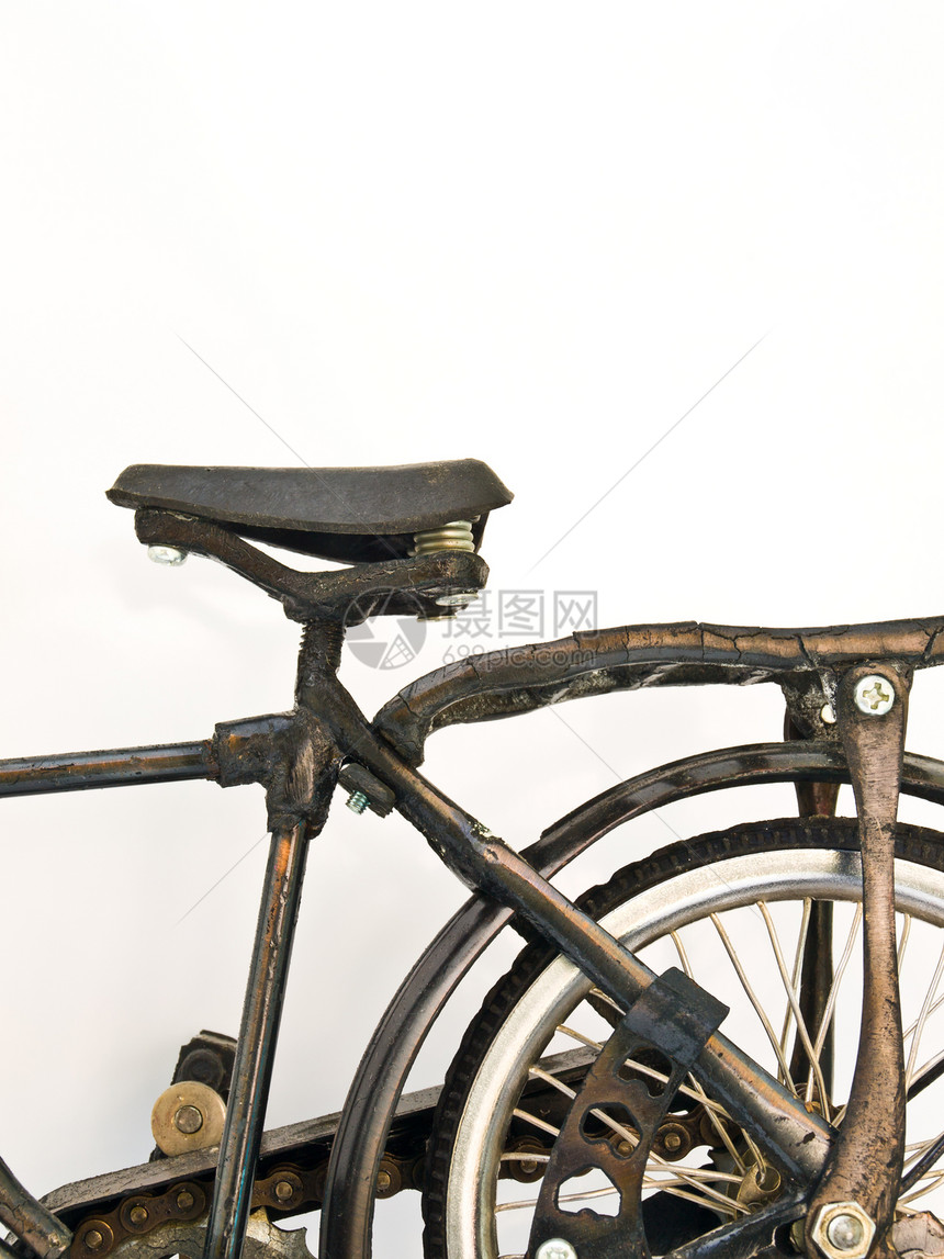 白色背景孤立的钢铁自行车模型Name生态篮子机械乐趣金属古董齿轮旅行车辆环境图片