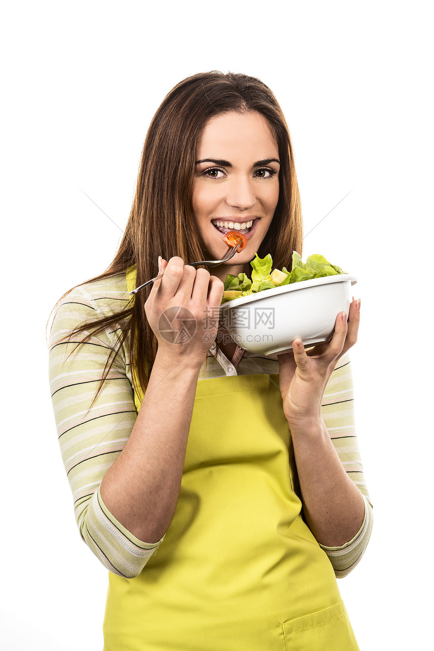 做饭和吃菜妻子家庭微笑食物惊喜饮食闲暇食品减肥蔬菜图片