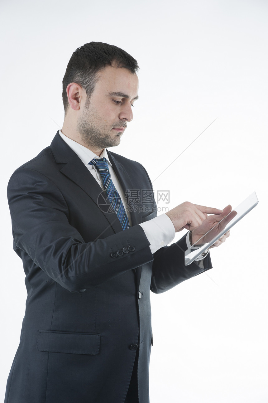 商务人士用平板电脑工作电子技术男性屏幕工具展示商业触摸屏备份人士图片